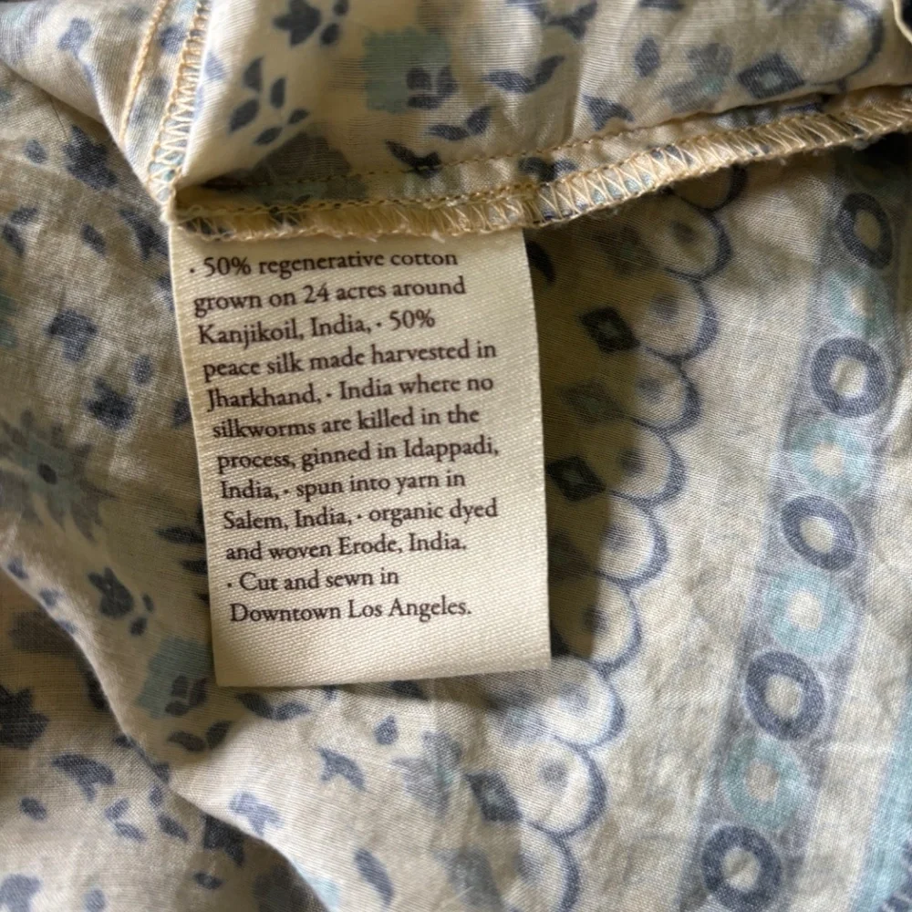 Christy Dawn Della Dress Size Medium White & Blue Cotton/Silk Blend Floral - Picture 8 of 8